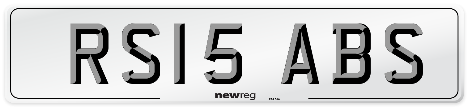 RS15 ABS Number Plate from New Reg